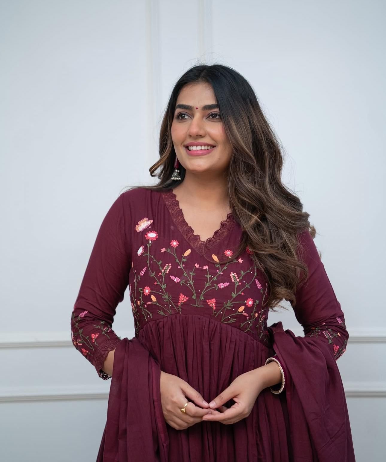 Cotton Embroidered Kurta Set with Malmal Dupatta